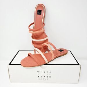 White House Black Market Briella Adobe Strappy Slide Flat Peach Sandal Size 8.5